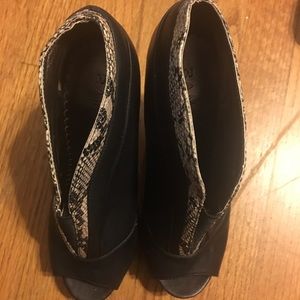 Rampage Faux leather booties w/Python detail